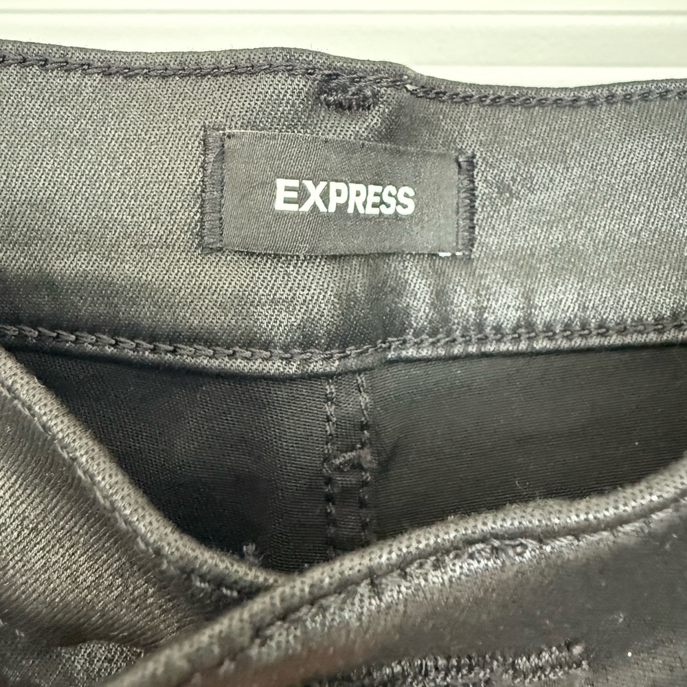 Express Women’s Black Faux Leather Straight Jeans - Picture 3 of 4